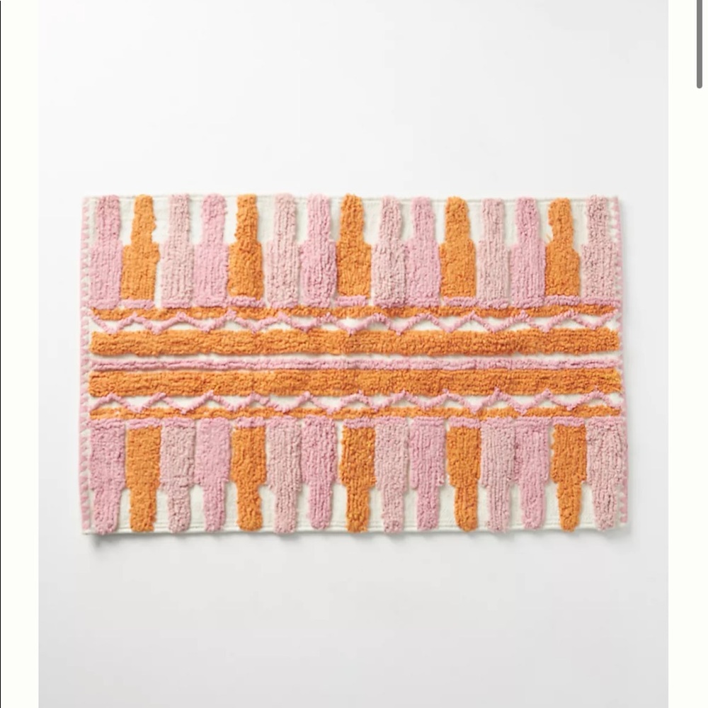 Anthropologie orange and pink bathmat